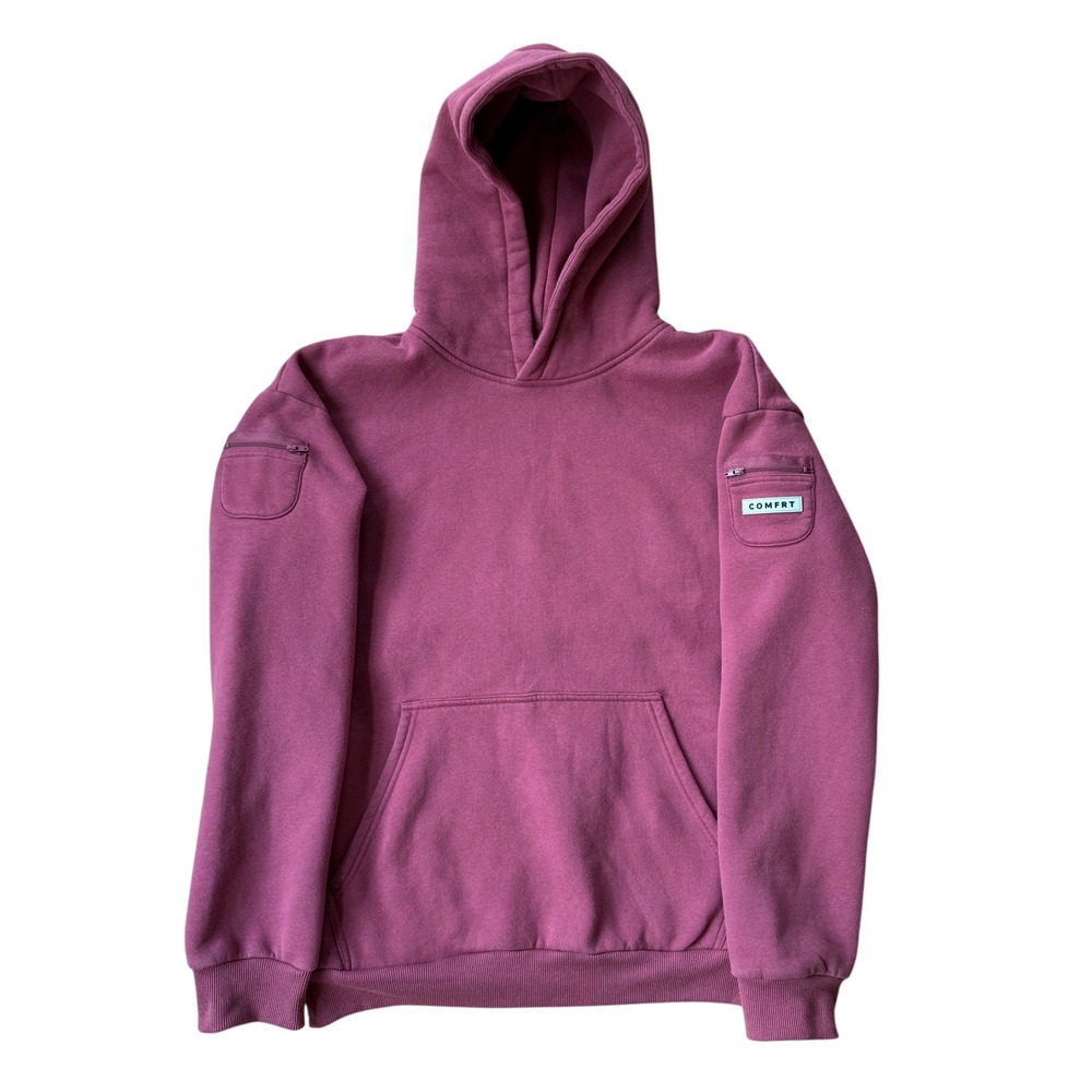 Comfrt Hoodie Travel Essentials Womens M Pink Zippered Arm Pockets Sweatshirt